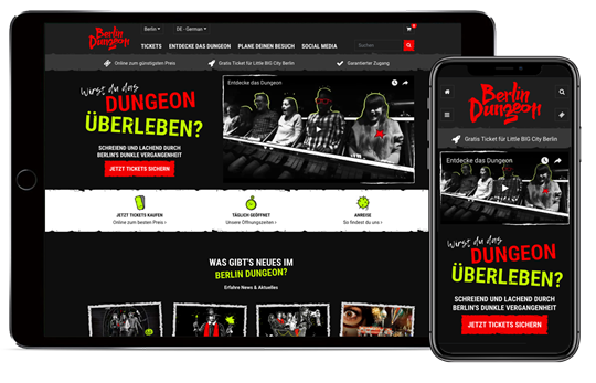 Website for the Dungeons, a tourist attraction